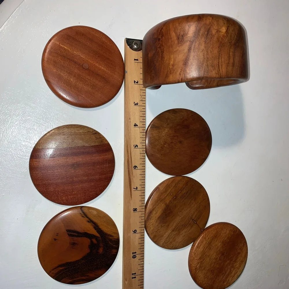 Unbranded Brown Wooden Costa Rica Coasters Set One Size - Picture 3 of 5